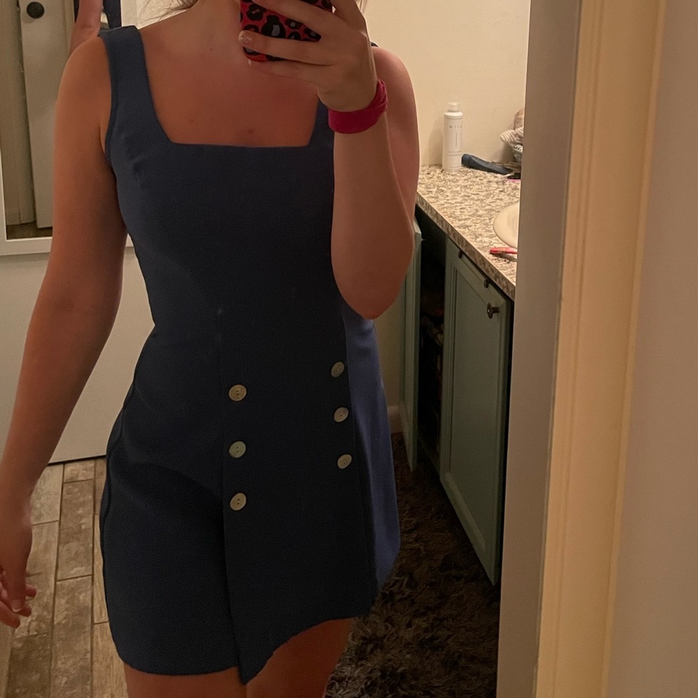 VINTAGE periwinkle romper with buttons